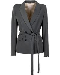 Emme - Belted Double-Breasted Blazer - Lyst