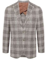 Luciano Barbera - Single-Breasted Tartan-Check Blazer - Lyst