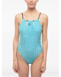 KARL LAGERFELD - Logo-Print Open-Back Swimsuit - Lyst