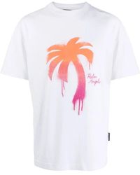 Palm Angels - Logo-embroidered Printed Cotton-jersey T-shirt - Lyst