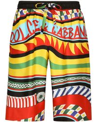 Dolce & Gabbana - Carreto-print Silk Bermuda Shorts - Lyst