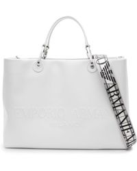 Emporio Armani - Logo-embossed Leather Tote Bag - Lyst