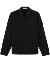 Stone Island - Surchemise À Patch Logo En Sergé De Coton - Lyst