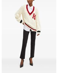 Silvian Heach - Pearl-Embellished Cable-Knit Sweater - Lyst