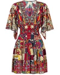 CAMILLA - Tiered Patchwork Alchemy Mini Dress - Lyst