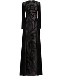 Gemy Maalouf - Floral-Embroidery Velvet Dress - Lyst