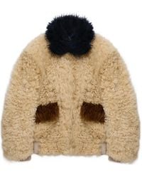 Marni - Veste En Shearling Crème À Détails Color-Block - Lyst