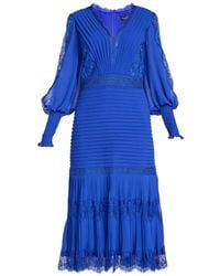 Tadashi Shoji - Nyssa Lace-Panelled Pleated Midi Dress - Lyst
