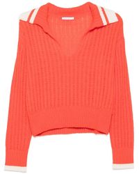 Patrizia Pepe - Stripe-Detail Open-Knit Sweater - Lyst