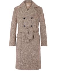 Fursac - Doppelreihiger Mantel mit Tweed-Gürtel - Lyst