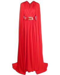 Elie Saab - Belted Cape-Effect Silk Gown - Lyst
