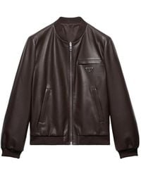 Prada - Reversible Nappa Leather Bomber Jacket - Lyst