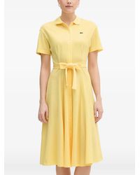 Lacoste - Logo-Patch Belted Dress - Lyst