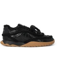 Pinko - Shearling-Trim Crackle-Effect Sneakers - Lyst