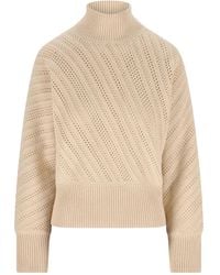 Fendi - Wabenstrick-Rollkragenpullover mit Stehkragen - Lyst