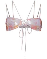 DIESEL - Nadine-Utlt Floral-Print Lace-Up Bikini Top - Lyst