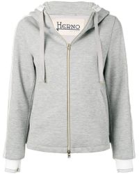 Herno Sweat zippé à bandes rayées - Gris