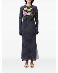 MSGM - Floral-Print Tulle Maxi Dress - Lyst