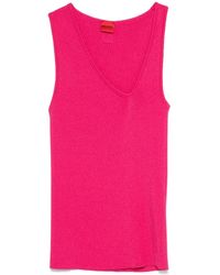 HUGO - Sleeveless Asymmetric V-Neck Knitted Top - Lyst