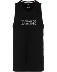 BOSS - Top sin mangas con logo estampado - Lyst