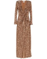 Elisabetta Franchi - V-Neck Long-Sleeve Maxi Dress - Lyst