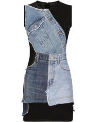 Dolce & Gabbana - Denim Patchwork Sleeveless Dress - Lyst