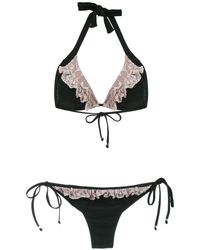 Amir Slama Set bikini con pizzo - Nero