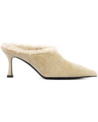 Guglielmo Rotta - Shearling-Trim Suede Pumps - Lyst