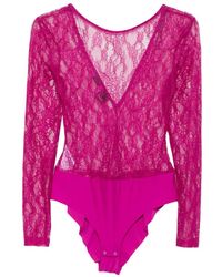 Pinko - Chantilly-Lace Long-Sleeve Bodysuit - Lyst