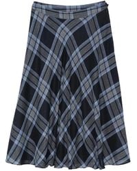 Marella - Check-Pattern Flared Mid Skirt - Lyst