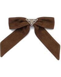 Prada - Suede Bow Hair Clip - Lyst
