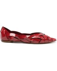 Roberto Del Carlo - Woven Patent-Leather Ballet Flats - Lyst