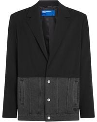 KARL LAGERFELD - Two-Tone Denim-Inspired Blazer With Classic Lapel - Lyst