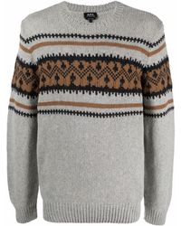 A.P.C. Synthetic Franz Fair Isle Crew Knit for Men | Lyst