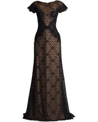 Tadashi Shoji - Jasi Lace-Panel Evening Gown - Lyst
