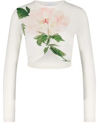 Giambattista Valli - Floral-Print Cashmere-Silk Crop Top - Lyst