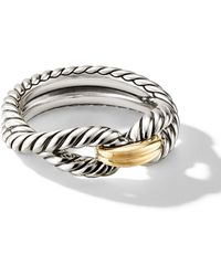 David Yurman 18kt Yellow Gold And Sterling Silver Cable Loop Ring - Metallic
