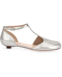 Agl Attilio Giusti Leombruni - Metallic-Effect T-Bar Ballet Flats - Lyst