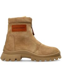 DSquared² - Logo-Patch Suede Boots - Lyst