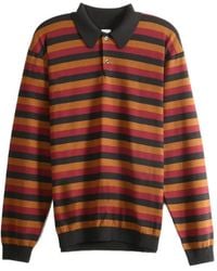 vowels - Striped Long-Sleeve Polo Shirt - Lyst