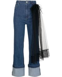Act No1 - Tulle-Panel Cropped Jeans - Lyst