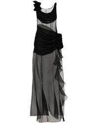 Alessandra Rich - Floral-appliqué Silk Maxi Dress - Lyst