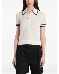 Alice + Olivia - Open-Knit Contrast-Trim Polo Shirt - Lyst