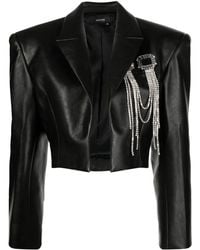 ANOUKI - Embellished Cropped Faux-Leather Blazer - Lyst