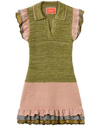 La DoubleJ - Eight Counts Ruffle-Trimmed Crochet-Knit Mini Dress - Lyst