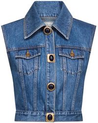 Area - Jeansweste Mit Schmucksteinen - Lyst