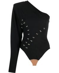 Genny - Appliqué-Detailing One-Shoulder Bodysuit - Lyst