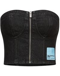 KARL LAGERFELD - X Pietro Terzini Denim Bandeau Top - Lyst