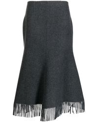 Goen.J - Fringed A-line Wool-blend Skirt - Lyst
