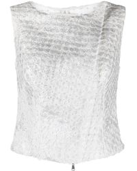 Gemy Maalouf - Embossed-Finish Sleeveless Blouse - Lyst